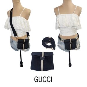 Gucci Authentic Vintage Black GG  Canvas Pouch Bag Converted